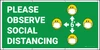 Please Observe Social Distancing with Facemask Emojis Green - Banner