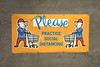 Please Practice Social Distancing with Emoji Shopper Yellow - Banner