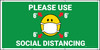 Please Use Social Distancing with Facemask Emoji Green - Banner