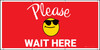 Please Wait Here with Sunglasses Emoji Red - Banner Please Wait Here with Sunglasses Emoji Red - Banner