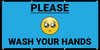Please Wash Your Hands with Emoji Blue - Banner