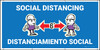 Social Distancing Bilingual Spanish Blue with Cartoon Emoji - Banner