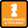 Board Games and Toys Aisle with Icon Square - Floor Sign