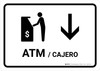 ATM With Down Arrow White Bilingual Spanish Landscape - Wall Sign
