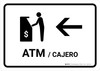 ATM With Left Arrow White Bilingual Spanish Landscape - Wall Sign