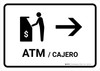 ATM With Right Arrow White Bilingual Spanish Landscape - Wall Sign ATM With Right Arrow White Bilingual Spanish Landscape - Wall Sign
