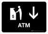ATM With Down Arrow Black Landscape - Wall Sign ATM With Down Arrow Black Landscape - Wall Sign