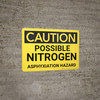 Caution: Possible Nitrogen Asphyciation Hazard - Wall Sign Caution: Possible Nitrogen Asphyciation Hazard - Wall Sign