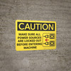 Caution: Power Sources Locked Out Before Entering - Wall Sign Caution: Power Sources Locked Out Before Entering - Wall Sign