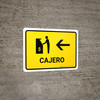 ATM With Left Arrow Yellow Spanish Landscape - Wall Sign