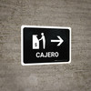 ATM With Right Arrow Black Spanish Landscape - Wall Sign
