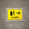 ATM With Right Arrow Yellow Spanish Landscape - Wall Sign ATM With Right Arrow Yellow Spanish Landscape - Wall Sign