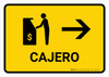 ATM With Right Arrow Yellow Spanish Landscape - Wall Sign ATM With Right Arrow Yellow Spanish Landscape - Wall Sign