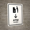 ATM With Down Arrow White Bilingual Spanish Portrait - Wall Sign ATM With Down Arrow White Bilingual Spanish Portrait - Wall Sign