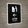 ATM With Left Arrow Black Bilingual Spanish Portrait - Wall Sign
