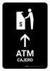 ATM With Up Arrow Black Bilingual Portrait - Wall Sign