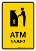 ATM Yellow Bilingual Spanish Portrait - Wall Sign ATM Yellow Bilingual Spanish Portrait - Wall Sign