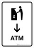ATM With Down Arrow White Portrait - Wall Sign