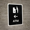 ATM With Left Arrow Black Portrait - Wall Sign
