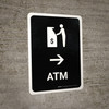 ATM With Right Arrow Black Portrait - Wall Sign