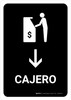ATM With Down Arrow Black Spanish Portrait - Wall Sign