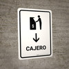 ATM With Down Arrow White Spanish Portrait - Wall Sign