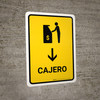 ATM With Down Arrow Yellow Spanish Portrait - Wall Sign ATM With Down Arrow Yellow Spanish Portrait - Wall Sign