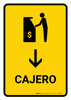 ATM With Down Arrow Yellow Spanish Portrait - Wall Sign ATM With Down Arrow Yellow Spanish Portrait - Wall Sign