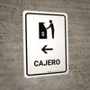 ATM With Left Arrow White Spanish Portrait - Wall Sign