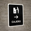 ATM With Right Arrow Black Spanish Portrait - Wall Sign
