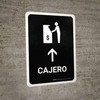 ATM With Up Arrow Black Spanish Portrait - Wall Sign