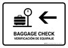 Baggage Check With Left Arrow White Bilingual Spanish Landscape - Wall Sign