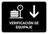 Baggage Check With Down Arrow Black Spanish Landscape - Wall Sign