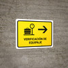 Baggage Check With Right Arrow Yellow Spanish Landscape - Wall Sign Baggage Check With Right Arrow Yellow Spanish Landscape - Wall Sign