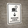 Baggage Check With Down Arrow White Bilingual Spanish Portrait - Wall Sign