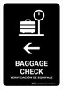 Baggage Check With Left Arrow Black Bilingual Spanish Portrait - Wall Sign
