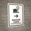 Baggage Check With Right Arrow White Bilingual Spanish Portrait - Wall Sign