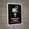 Baggage Check With Up Arrow Black Bilingual Spanish Portrait - Wall Sign