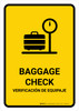 Baggage Check Yellow Bilingual Spanish Portrait - Wall Sign Baggage Check Yellow Bilingual Spanish Portrait - Wall Sign