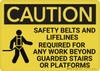 Caution: Safety Belts And Lifelines Required - Wall Sign