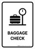Baggage Check White Portrait - Wall Sign