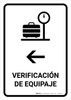 Baggage Check With Left Arrow White Spanish Portrait - Wall Sign