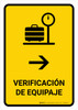 Baggage Check With Right Arrow Yellow Spanish Portrait - Wall Sign