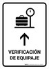 Baggage Check With Up Arrow White Spanish Portrait - Wall Sign