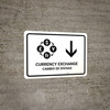 Currency Exchange With Down Arrow White Bilingual Spanish Landscape - Wall Sign