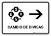 Currency Exchange With Right Arrow White Spanish Landscape - Wall Sign