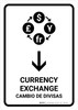 Currency Exchange With Down Arrow White Bilingual Portrait - Wall Sign