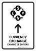Currency Exchange With Upbarrow White Bilingual Spanish Portrait - Wall Sign