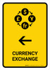 Currency Exchange With Left Arrow Yellow Portrait - Wall Sign