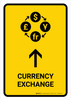 Currency Exchange With Up Arrow Yellow Portrait - Wall Sign